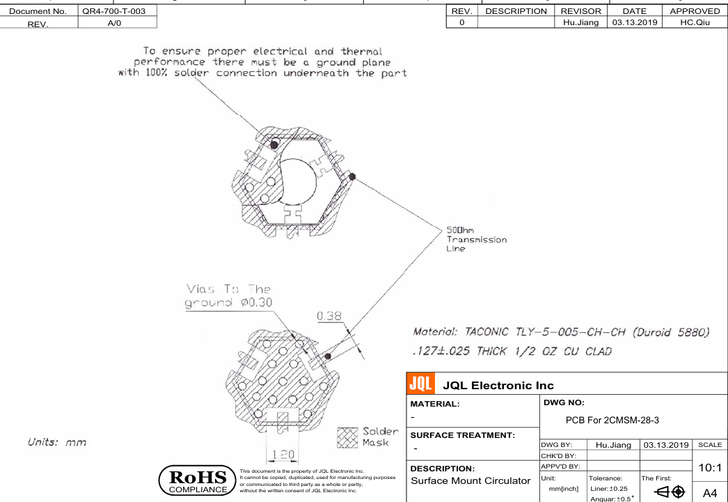 JQL JCSM26K5T29K5A2 SMT環(huán)形器 JQL JCSM26K5T29K5A2 SMT環(huán)形器